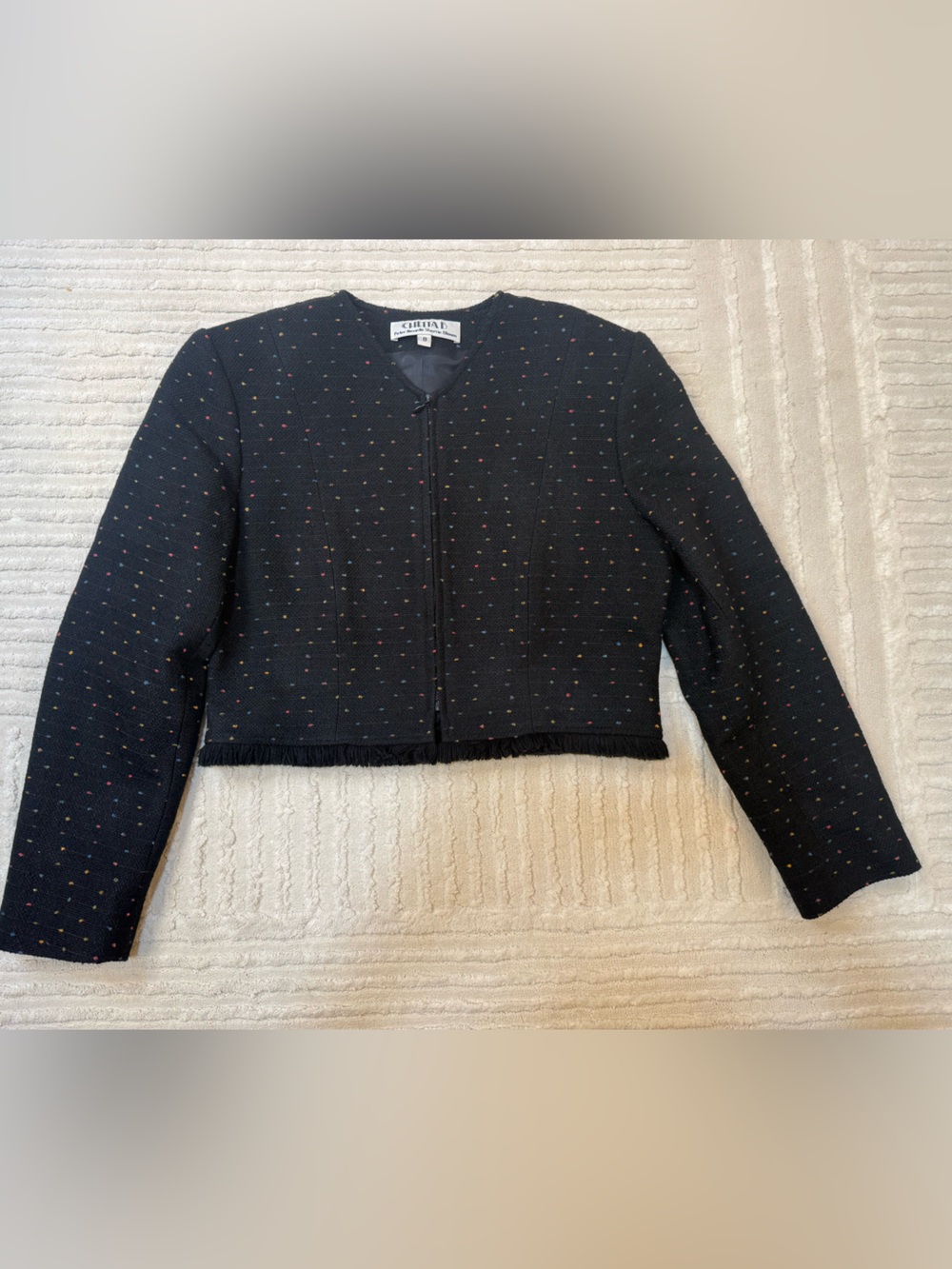 Vintage 80s 90s Chetta B Confetti Tweed Jacket size 8
